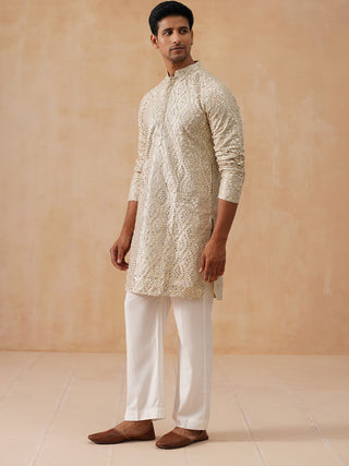 Traditional Mirror Embroidered Kurta Set for Men