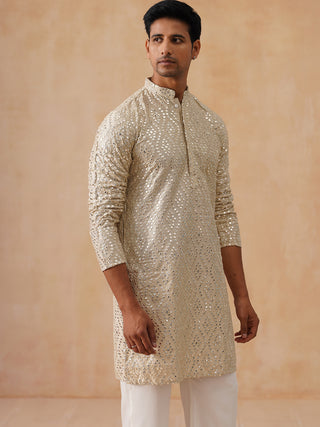 Traditional Mirror Embroidered Kurta Set for Men