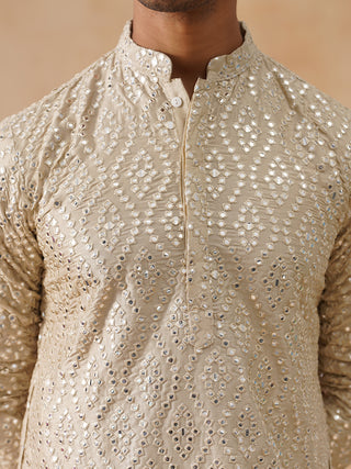 Traditional Mirror Embroidered Kurta Set for Men