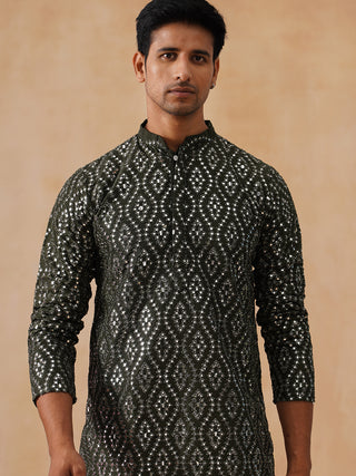 Traditional Mirror Embroidered Kurta Set for Men
