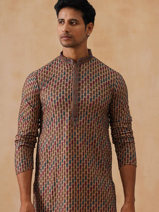 Multicolor Embroidered Viscose Rayon Kurta Set