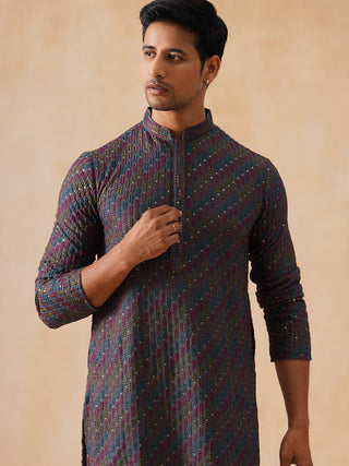 Multicolor Embroidered Viscose Rayon Kurta Set