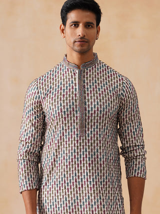 Multicolor Embroidered Viscose Rayon Kurta