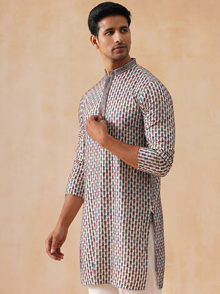 Multicolor Embroidered Viscose Rayon Kurta