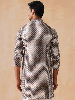 Multicolor Embroidered Viscose Rayon Kurta