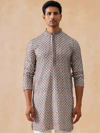 Multicolor Embroidered Viscose Rayon Kurta
