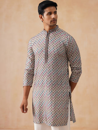 Multicolor Embroidered Viscose Rayon Kurta