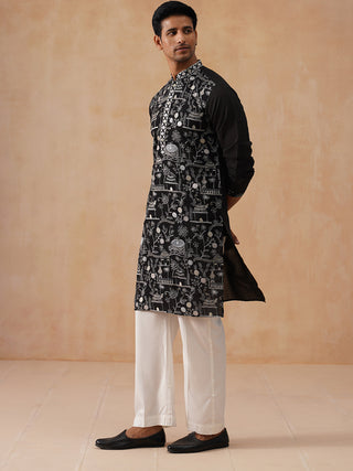 Silk Blend Embroidered Kurta Pyjama Set