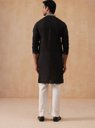 Silk Blend Embroidered Kurta Pyjama Set