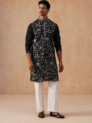 Silk Blend Embroidered Kurta Pyjama Set