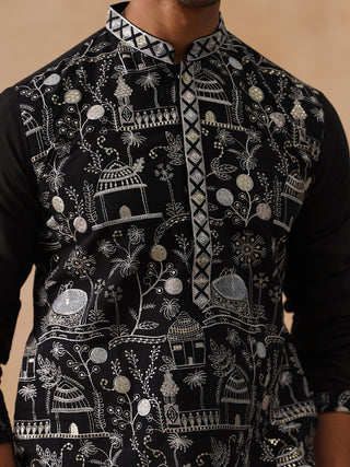 Silk Blend Embroidered Kurta Pyjama Set