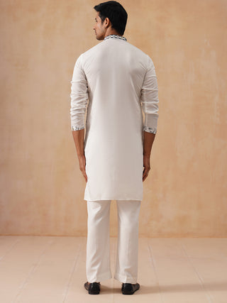 Silk Blend Embroidered Kurta Pyjama Set