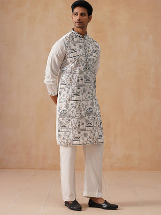 Silk Blend Embroidered Kurta Pyjama Set