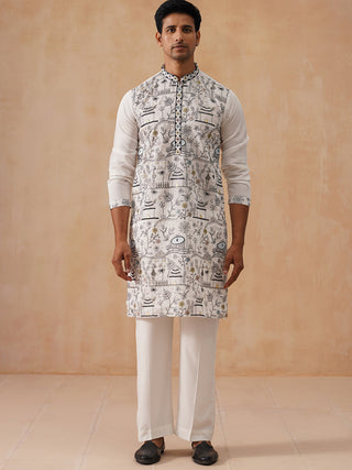 Silk Blend Embroidered Kurta Pyjama Set