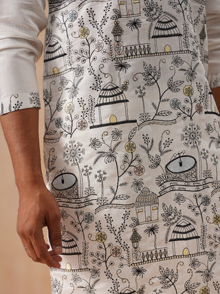 Silk Blend Embroidered Kurta Pyjama Set