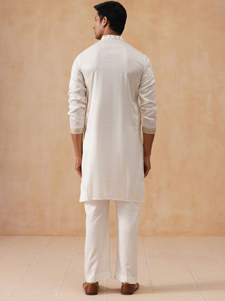 Embroidered Silk Blend Kurta Pyjama Set