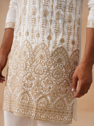 Embroidered Silk Blend Kurta Pyjama Set