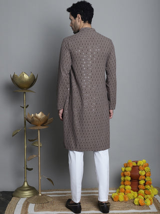 Men's Chikankari Embroidered and Sequence Kurta with Pyjama