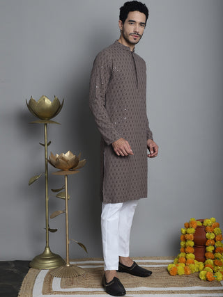 Men's Chikankari Embroidered and Sequence Kurta with Pyjama