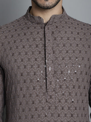 Men's Chikankari Embroidered and Sequence Kurta with Pyjama