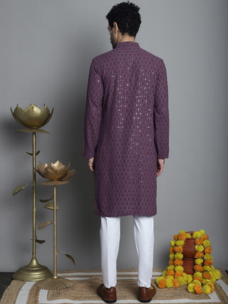 Men's Chikankari Embroidered and Sequence Kurta with Pyjama