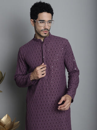 Men's Chikankari Embroidered and Sequence Kurta with Pyjama