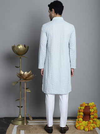 Men's Chikankari Embroidered and Sequence Kurta with Pyjama