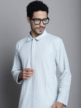 Men's Chikankari Embroidered and Sequence Kurta with Pyjama