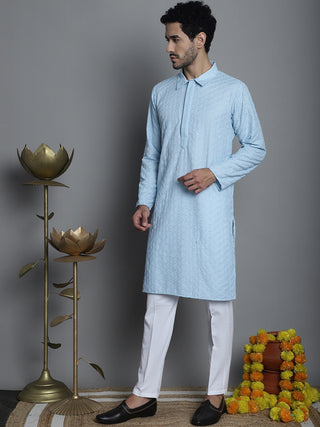 Men's Chikankari Embroidered and Sequence Kurta with Pyjama