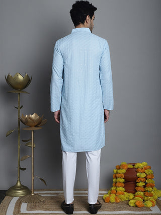 Men's Chikankari Embroidered and Sequence Kurta with Pyjama