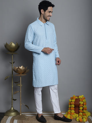 Men's Chikankari Embroidered and Sequence Kurta with Pyjama