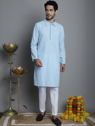 Men's Chikankari Embroidered and Sequence Kurta with Pyjama