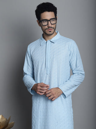 Men's Chikankari Embroidered and Sequence Kurta with Pyjama