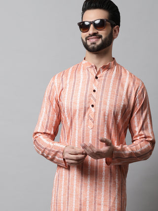 Men Coral Geomatric Printed Kurta with Churidar