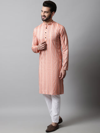 Men Coral Geomatric Printed Kurta with Churidar