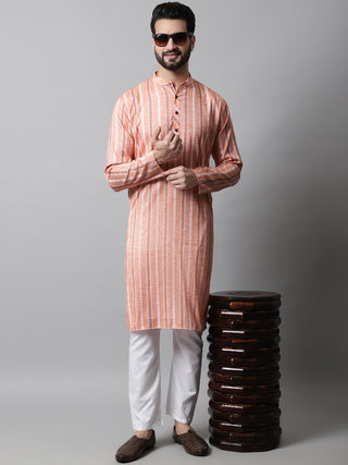 Men Coral Geomatric Printed Kurta with Churidar