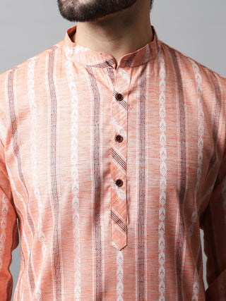 Men Coral Geomatric Printed Kurta with Churidar