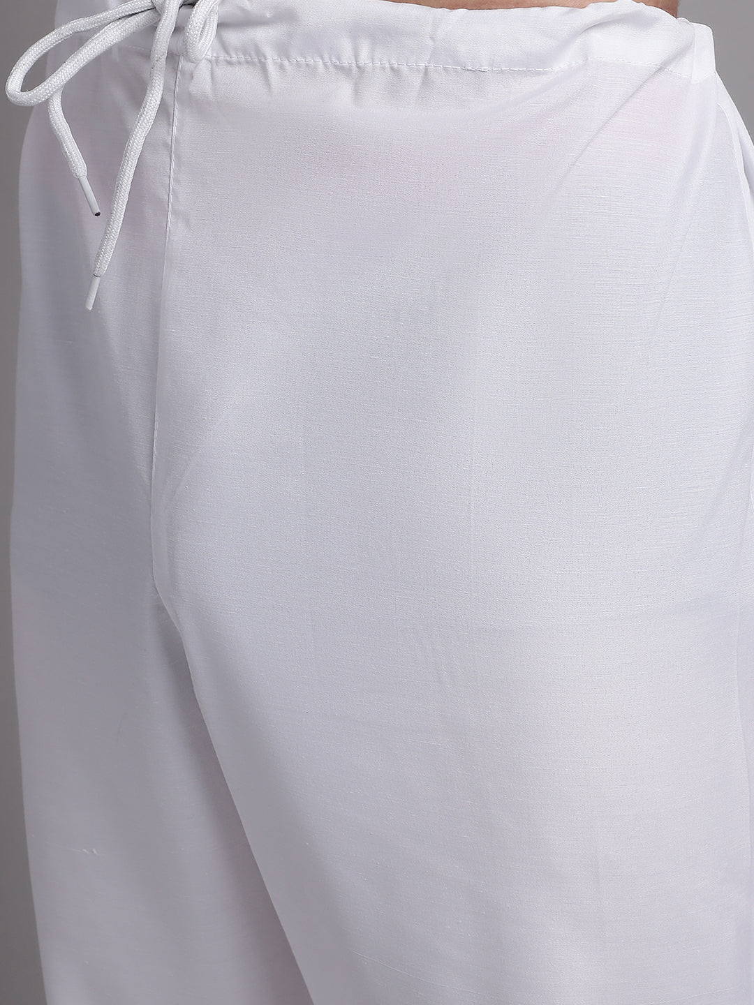 Men's White Printed Pure Cotton Kurta Payjama Set