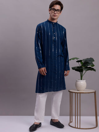 Men's Embroidered Mirror Work Kurta Payjama Sets