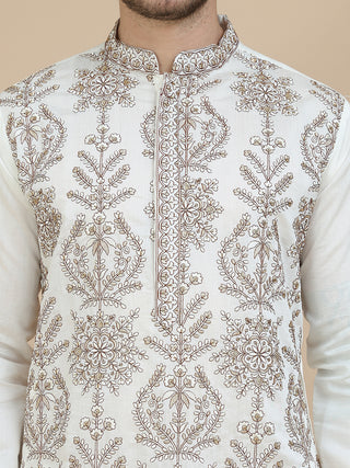 Embroidered Silk Blend Kurta with Salwar