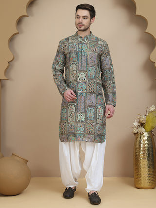 Embroidered Kurta with Classic White Salwar