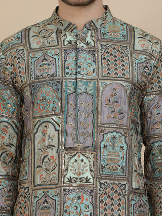 Embroidered Kurta with Classic White Salwar
