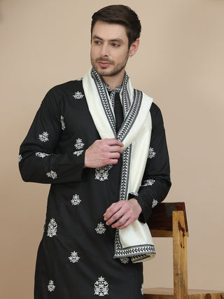 Black Embroidered Kurta Salwar & Dupatta Set,
