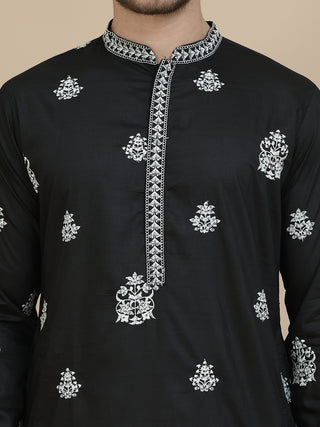 Black Embroidered Kurta Salwar & Dupatta Set,