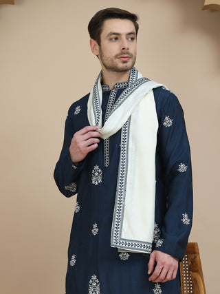 Teal Embroidered Kurta Salwar & Dupatta Set,