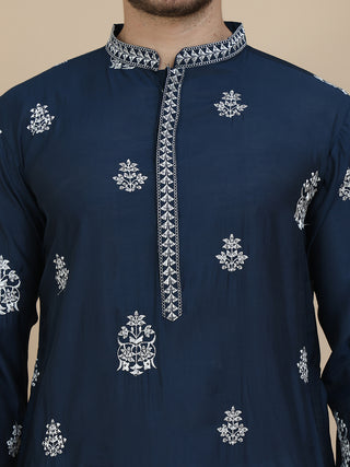 Teal Embroidered Kurta Salwar & Dupatta Set,