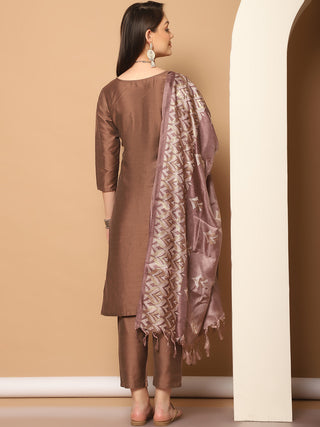 Embroidered Kurta,Printed Dupatta and Trouser Set