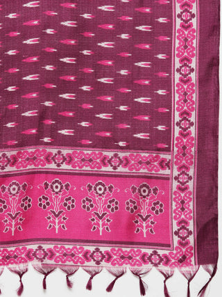 Embroidered Cotton Silk Flared kurta,pant with dupatta set