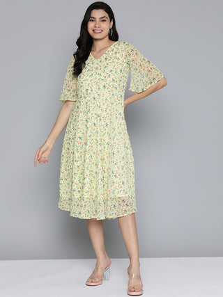 Floarl print flaired gorgette dress from Jompers