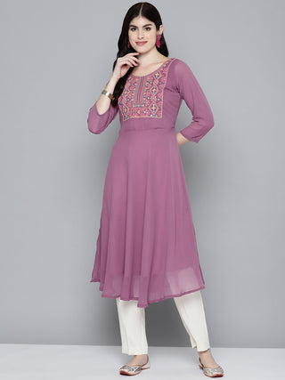 Embroidered yok flaired gorgette kurta from Jompers